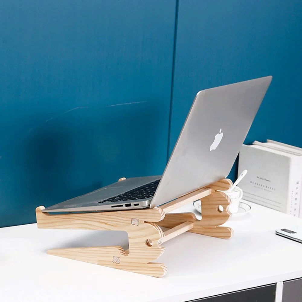 Solid Wood Laptop Stand Removable Vertical Bracket Cooling Base Cooling Heat Dissipation Laptop Holder Support Base PC LapTop