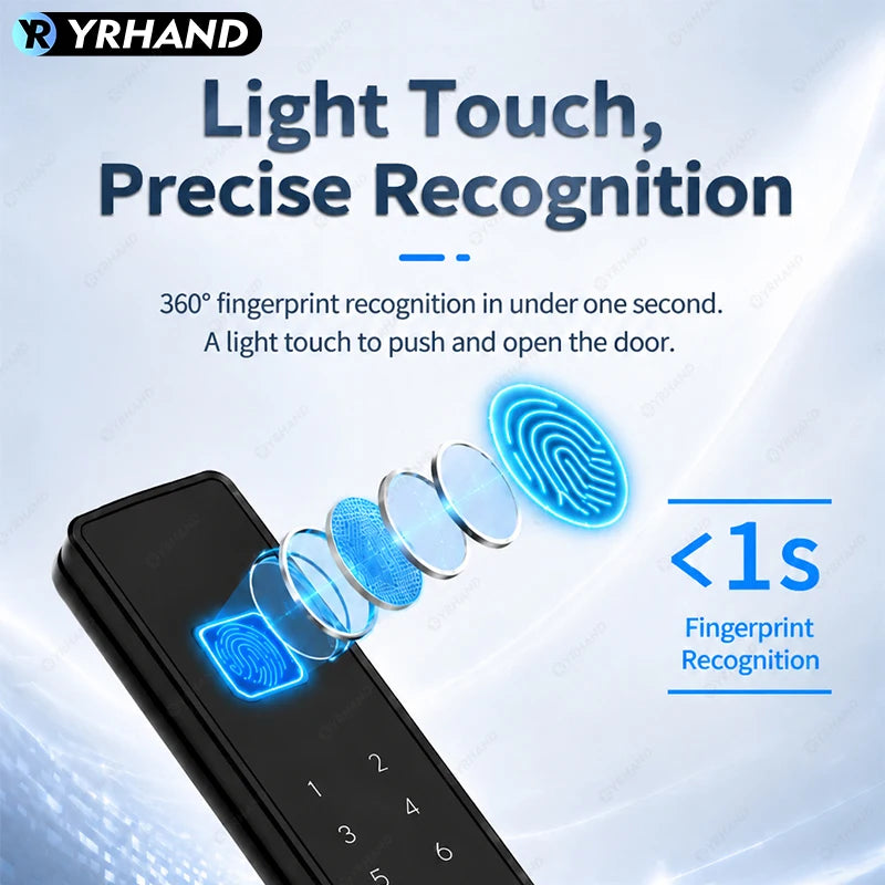 Smart Fingerprint Door Lock 34mm Ultra Narrow No Drilling Replacement TTLock App Anti Peep Password IC Key For Sliding Doors