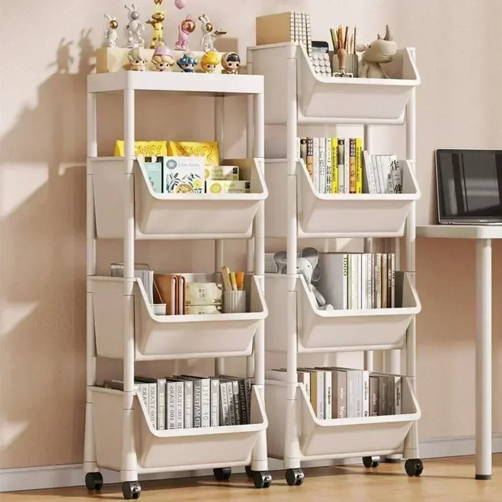 Trolley Bookshelf Kitchen Storage Rack Kitchen Corner Narrow Slit Storage Living Room Cabinet Bathroom Home Organizer Gifts