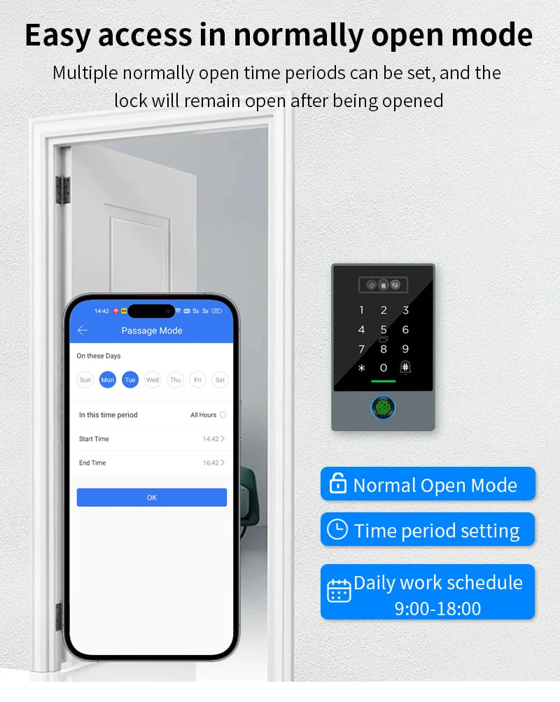 TTLOCK Home Security Visual Intercom Face Recognition Fingerprint WiFi Intelligent 13.5Hz Waterproof IP67 Access Control