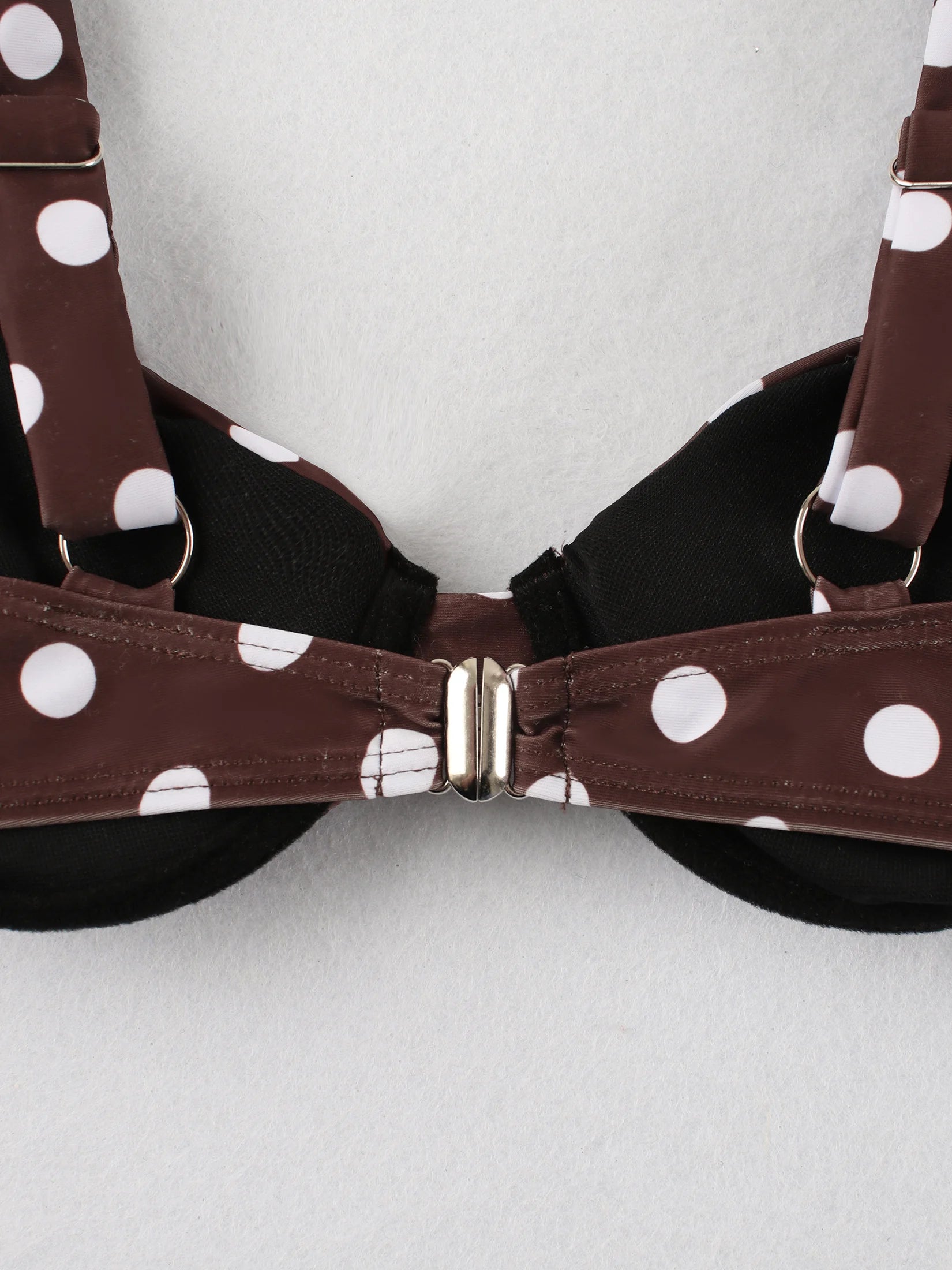 Retro Brown Dot Bikini Sexy Off Shoulder Swimwear Women High Cut Thong Biquini Set Luxury Summer Vacation Beach Bathing SuitK337