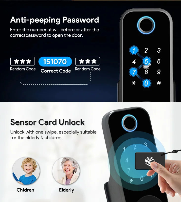 Waterproof TTLock App Outdoor Gate Fingerprint Lock Smart Door Lock Smart Bluetooth Digital APP Keypad Code Keyless Door Lock