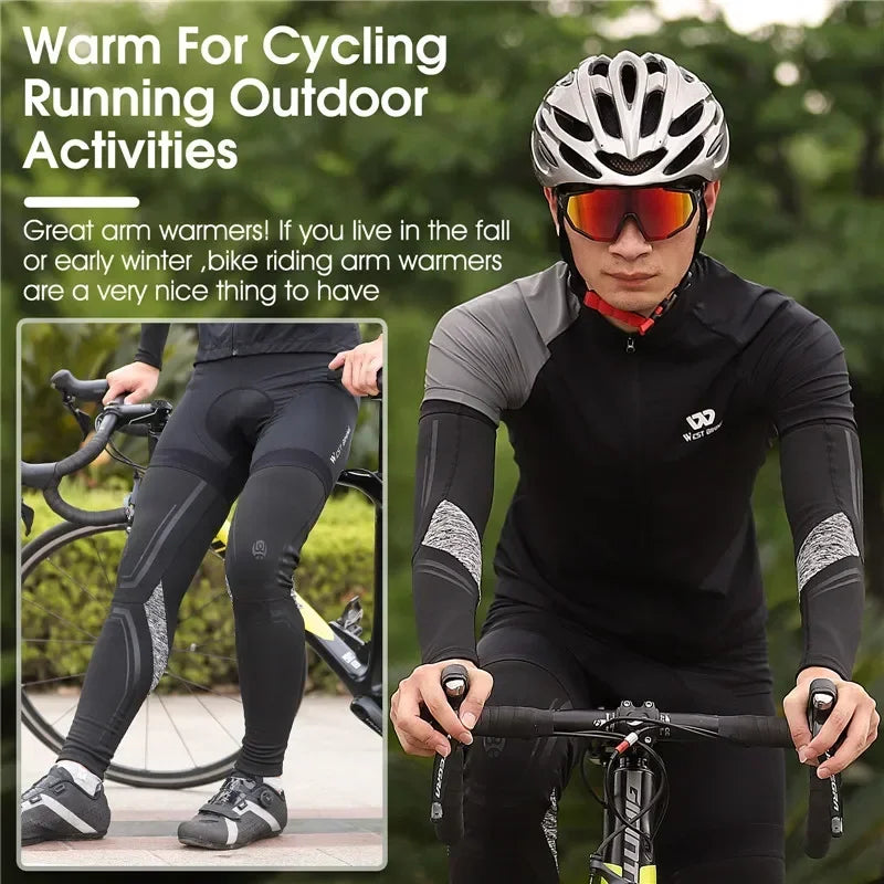 WEST BIKING Sports Compression Leg Sleeves Men Women MTB Winter Fleece Leg Warmers Men Women Cycling Running Basketball Leggings