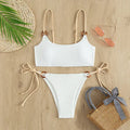 Sexy Ribbed Bikini for Women, Push Up Swimwear, Female Bikinis Set, Beachwear with Straps, Brazilian Bathing Suits, Swimsuits