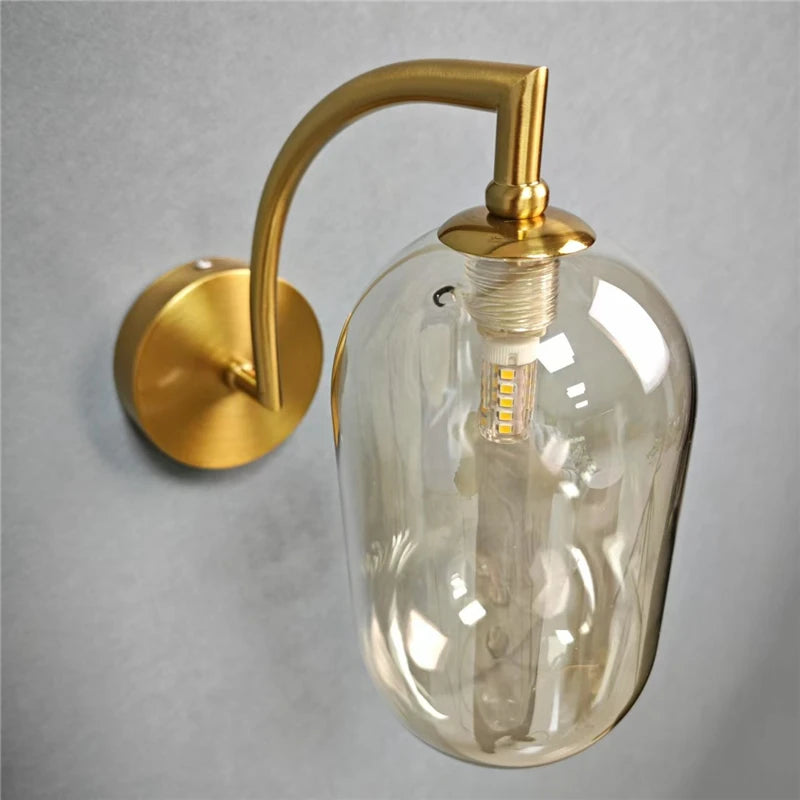 Modern Glass Wall Lamps Nordic Minimalism Creative Living Room Study Decorative Lighting Fixtures LED Bedroom Bedside Wall Light