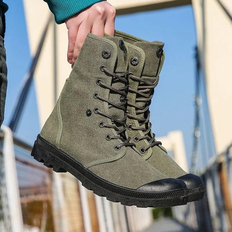 Men's Casual Boots Fashion High-top Canvas Shoes Classics Breathable Sneakers for Men Outdoor Non Slip Hiking Boots Botas Hombre