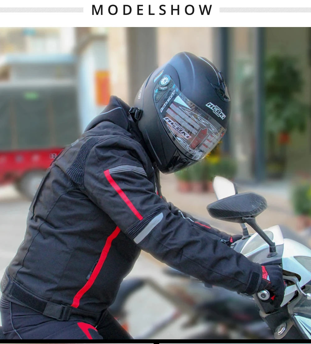 Men Motorcycle Jacket Waterproof Four Season Motorbike Overcoat Pants Reflective Riding Jackets Windproof Suits Removable Lining