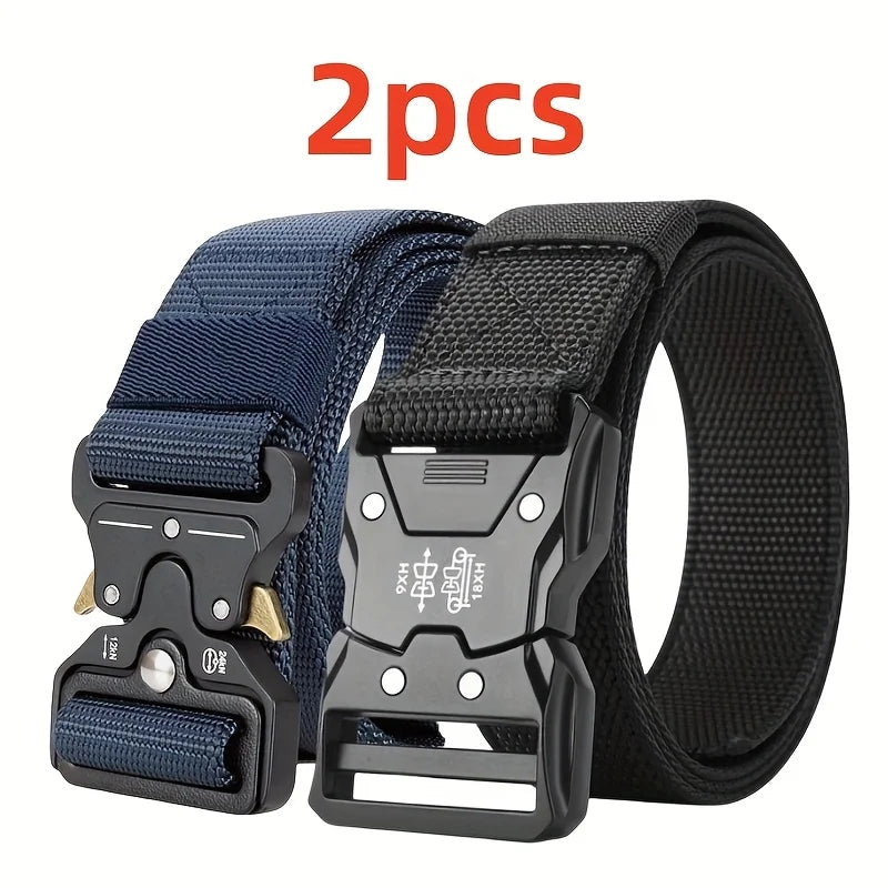 2 Men's Quick-Release Lock Buckle Belt - Outdoor Belt, Suitable for Camping, Jeans, and Casual Pants