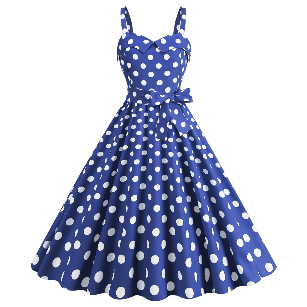 Vintage Classical Polka Dot Printed Dress Women's Sexy Sling Strap Wrap Chest Dress Valentine's Day Streetwear Spring Summer