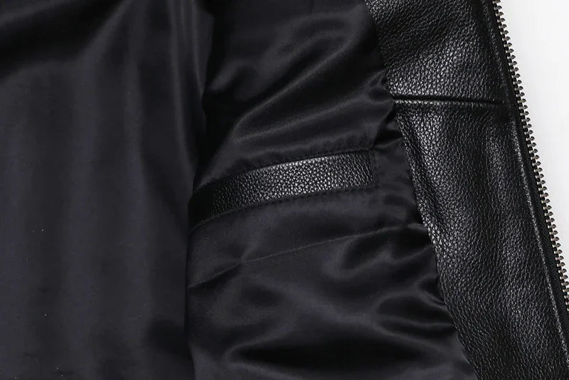 Classical Motorcycle Genuine  Leather Jacket Men's Natural Cowhide Slim Moto Cloth Calf Skin Jackets Asia Size S-6XL