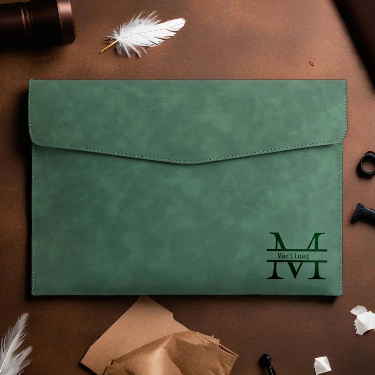 Customized Name PU Leather A4 Document Bag, 5 Colors, File Folder for Office & Travel, Stylish Organizer