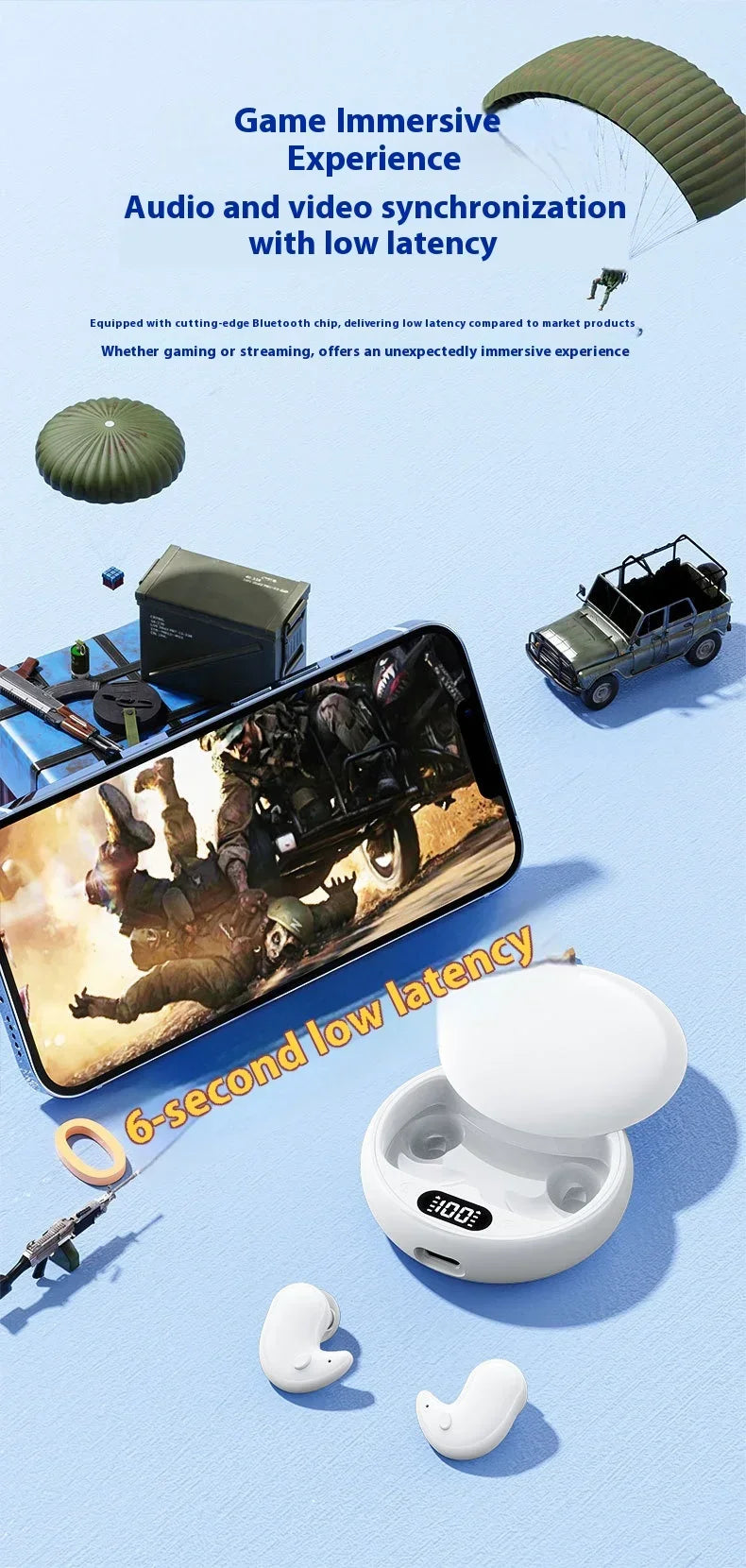 Lenovo Bluetooth Wireless Earphones Small Earbuds Sleeping Sport Invisible Headphones Bass Sound Quality Headset Sliding Cover