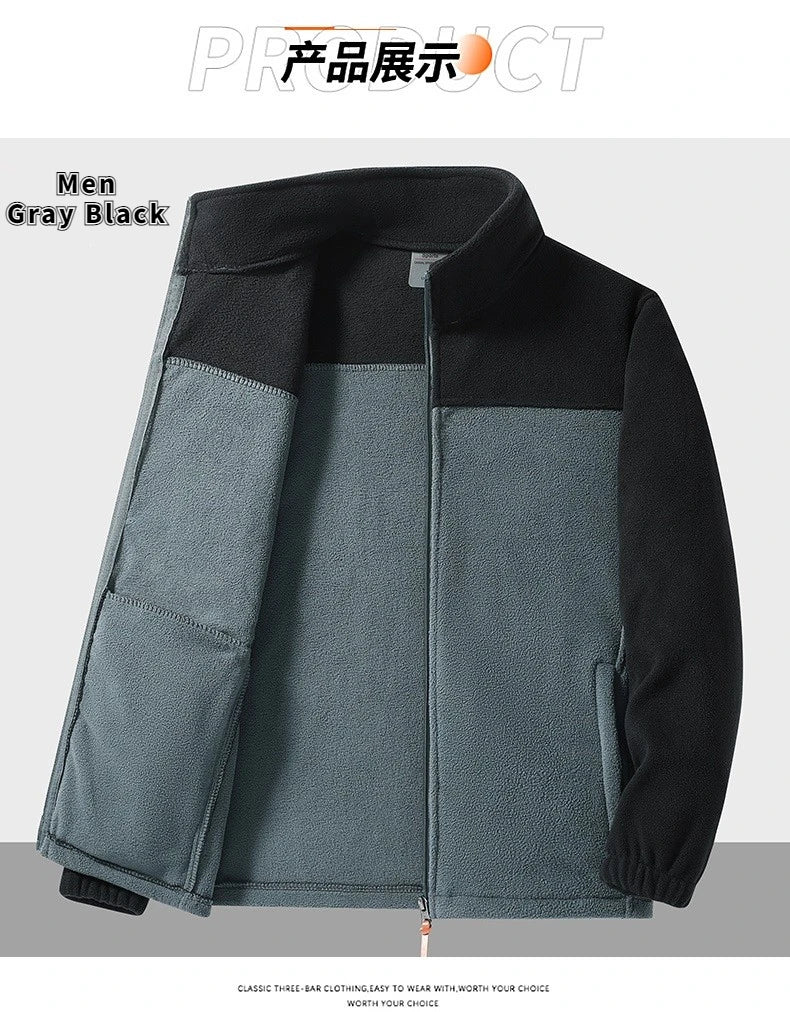 Winter Fleece Jacket Men Warm Full Zipper Jackets Couple Fleece Hiking Coat Outdoor Tactical Windproof Mens Jacket Plus Size 9XL