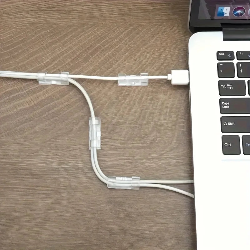 30 Transparent Adhesive Cable Clips, Durable Plastic Wire Organizer, Power Cord Management, Desktop Bottom Wall Fixing
