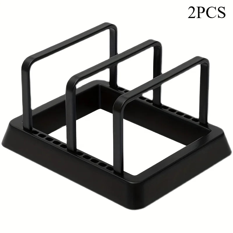 3-in-1 Kitchen Organizer Rack:Space-Saving Drying Storage Tray for Pots,Pans,Lids & Cutting Boards- Durable Countertop Organizer