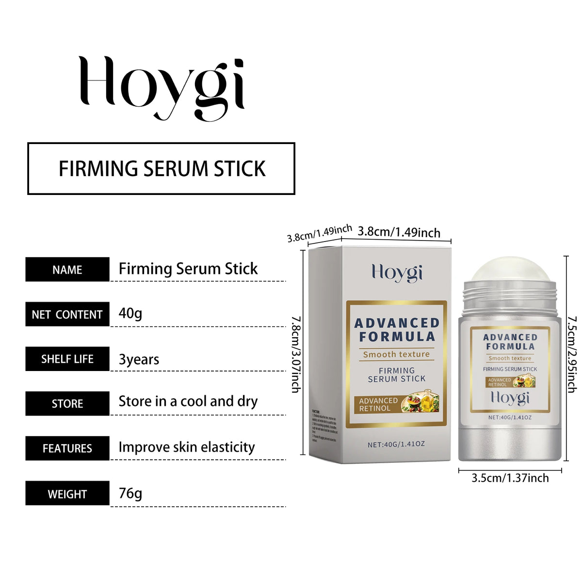 Retinol Facial Firming Serum Stick 40g Hyaluronic Acid Niacinamide  Wrinkle Balm for Fine Lines Deep Hydration Skin Care