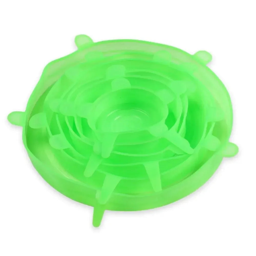 6PCS New Reusable Fresh-keeping Cover Kitchen Gadgets Non-slip Silicone Lids Stretch Bowl Cap