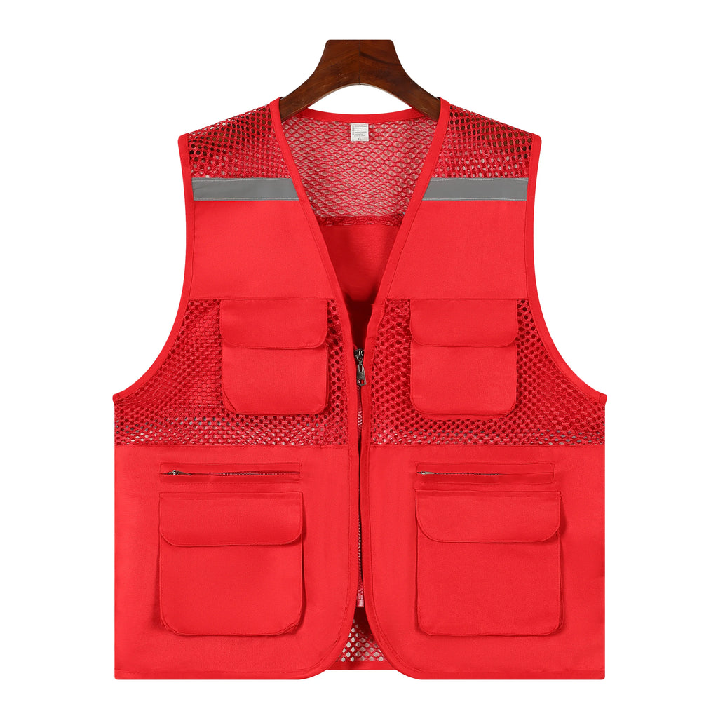 2026 Printing Logo Breathable Men's Summer Mesh Vest Photography Work Multi-Pockets Outdoors Journalist's Vest Sleeveless Vest