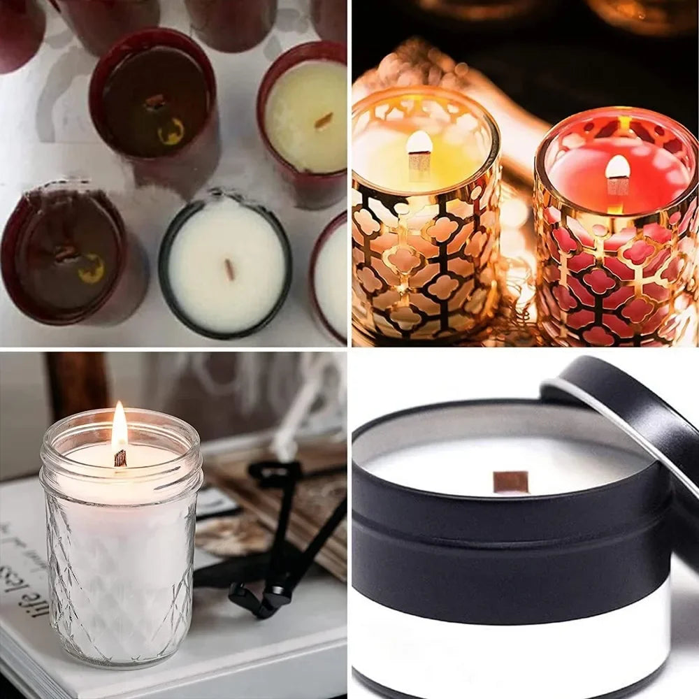 100Pcs Wooden Wick Stick with Base Candle Making Tools Multi Size Candlewick for Scented Candles Wedding Decor DIY Birthday Gift