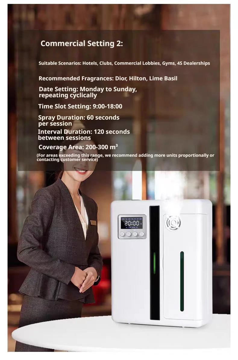 Smart Aroma Diffuser 300m³ Built-in Pressurized Fan Nano Mist Atomization Waterless Essential Oil Scent Machine for Home Hotel