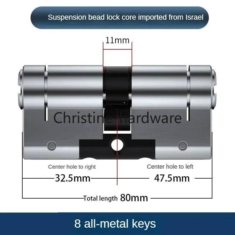 65-130MM High Quality European Standard Lock Cylinder,Super C-Level Anti-Theft Door Lock Cylinder,Household Copper Lock 8 Keys