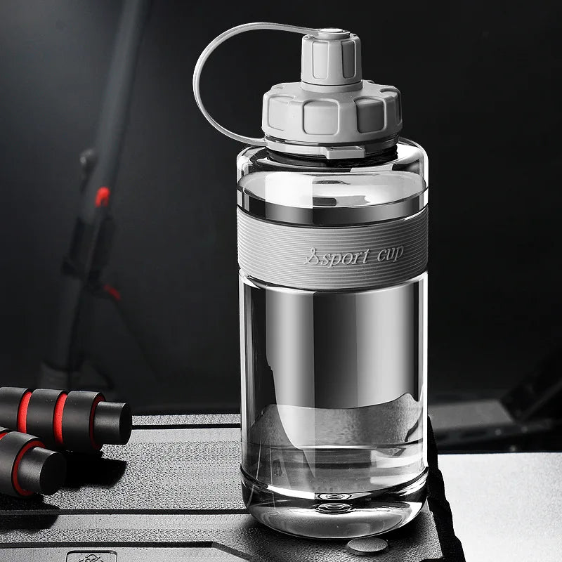Large-capacity water cup heat-resistant with straw summer outdoor portable sports water bottle fall-proof