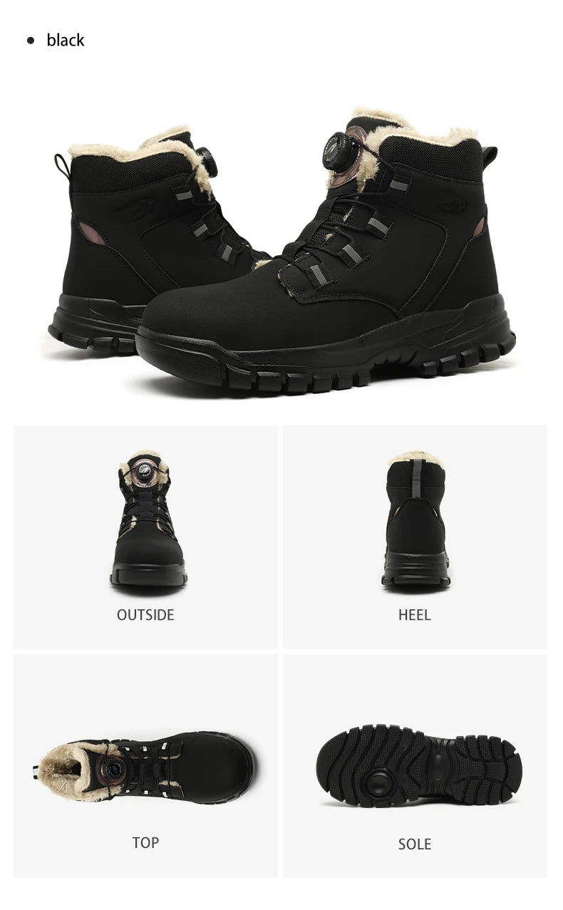 Size 47 48 Winter Work Safety Boots Men Steel Toe Work Shoes Rotating Button Waterproof Protective Men Safety Shoes Footwear