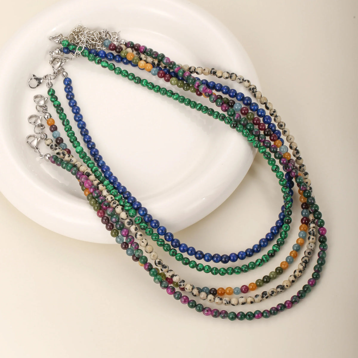 1PC 4mm natural amazonite stone beaded necklace for women ingx tiny pink wintersweet india onyx necklace women beaded jewelry