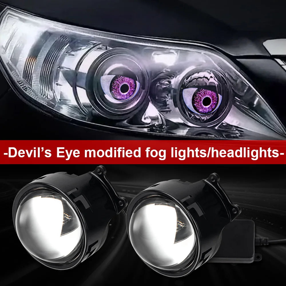 3-inch Devil's Eye Car Accessories Headlights Led Lenses Retrofit Kits Assembly LED Auto Dynamic Lights 12V With Remote Control