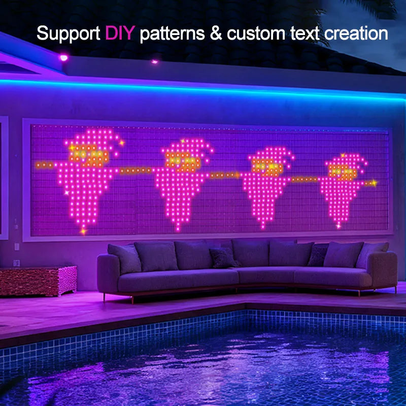 Smart LED Curtain Lights USB Bluetooth App Remote Control,DIY Text Pattern Music Sync RGB IP65 Waterproof Fairy String Light for