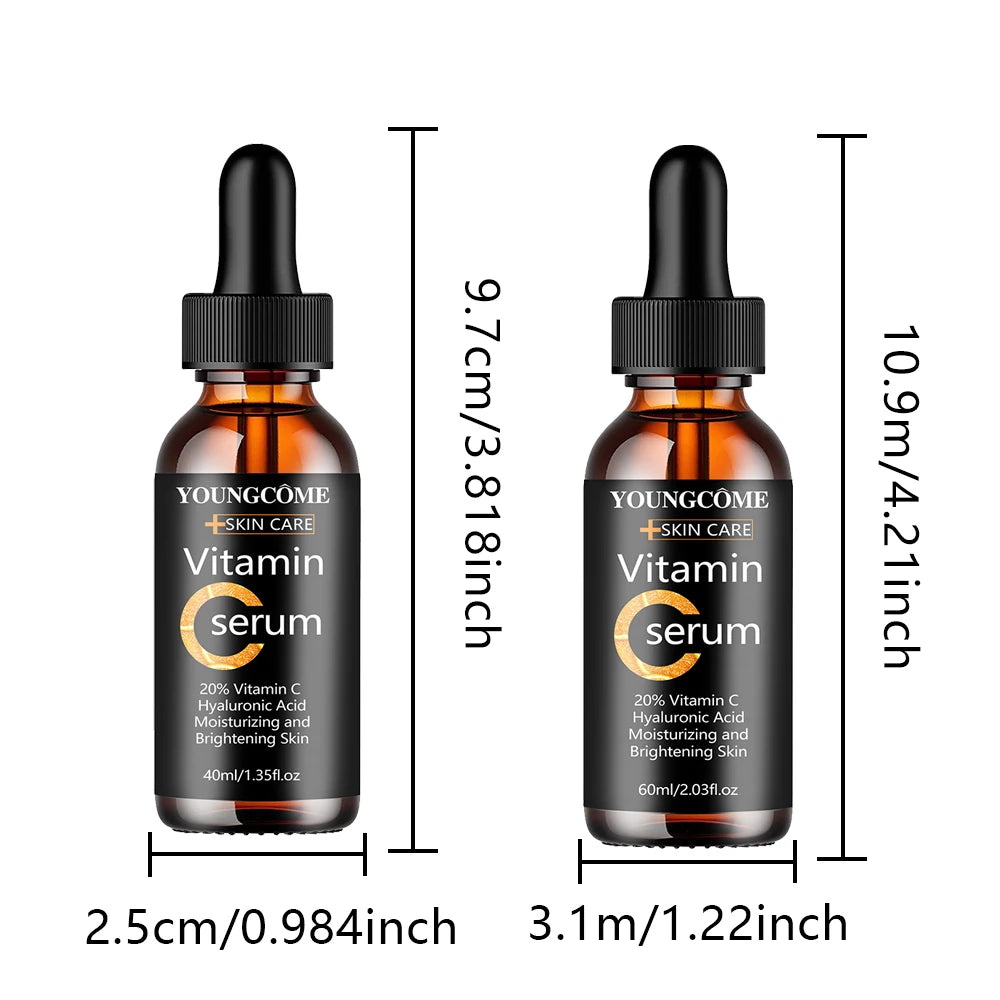 YOUNGCOME Vitamin C Hyaluronic Acid Serum - Daily Hydrating & Radiance-Boosting Facial Essence for All Skin Types 40/60ML
