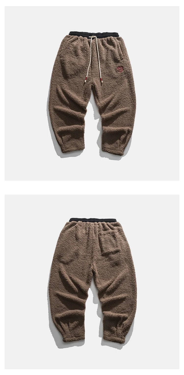 Winter Warm Thicken Sweatpants Men Fashion Joggers Elastic Waist Drawstring Casual Pants Male Brand Fleece Trousers