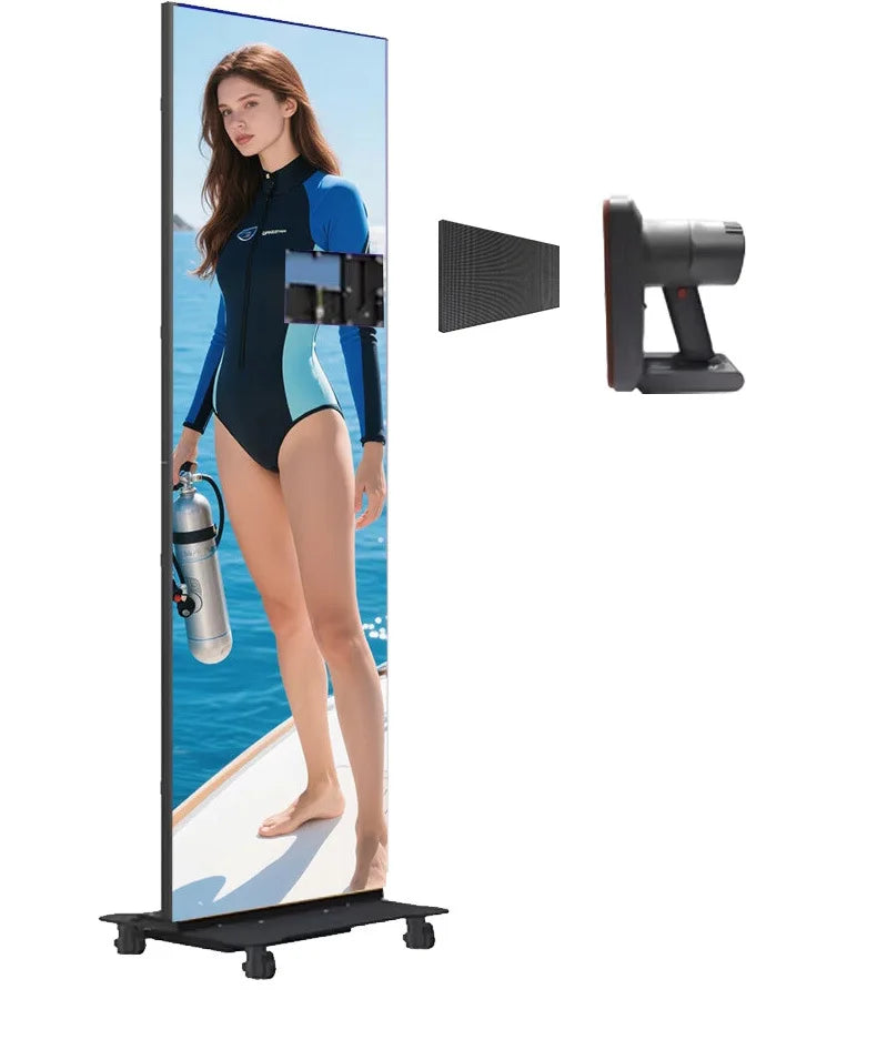Indoor led poster screen folding advertising screen shopping mall mobile led display