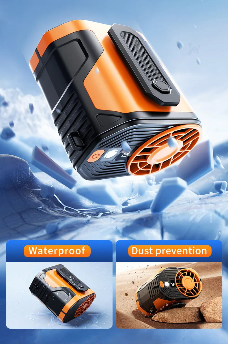 Portable Waist-mount Fan High-speed Cooling Rechargeable Mini Hanging Neck Fan for Outdoor, Construction Site and Food Delivery