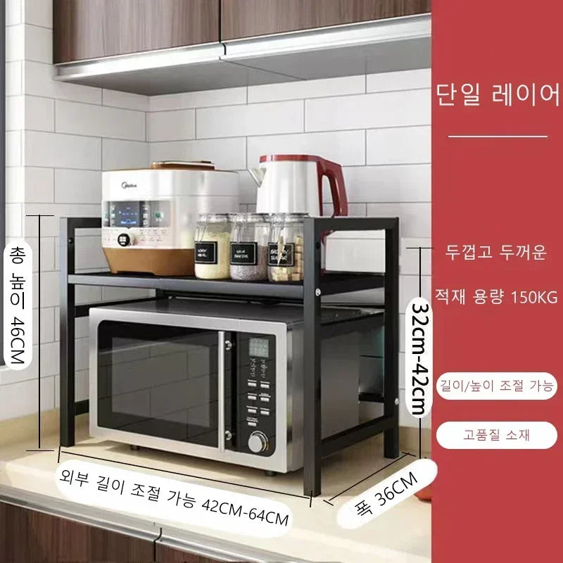 Kitchen Countertop 2Layer Microwave Oven Rack Shelf Seasoning Storage Holder Stand Household Kitchen Storage Organizer Furniture