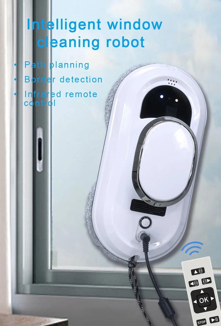 Automatic Window Cleaner Robot One Touch Start Intelligent Obstacle Avoidance Window Washing Machine for High-Rise Glass Windows