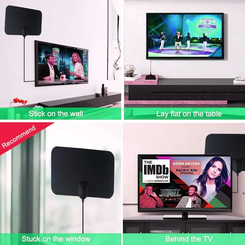 TV Digital Box Antenna Booster Hign Gain High Definition Aerial HD Flat Indoor Active Aerial For Car Antenna RV Travel Smart TV