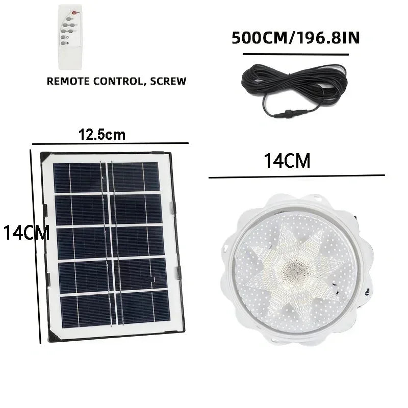 LEDSolar Ceiling Light Indoor Bedroom Corridor Garden Lighting With Remote Control Dimmable Timing Waterproof Solar Ceiling Lamp
