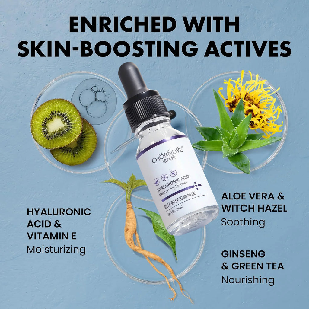 Hydrating Hyaluronic Acid Facial Serum Deep Moisturizing Facial Skin Essence & Plumping Formula for Radiant & Smoother Skin