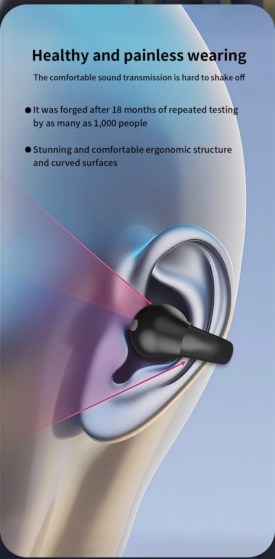 Earphone Clip Wireless Bluetooth Headphone Air Conduction Headset High Quality TWS Auriculares Sport Noise Canceling With Mic