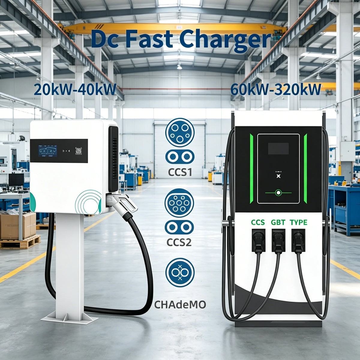 Commercial DC Fast EV Charger 60-240KW, High Power EV Charging Station, Quick Charge, Public & Private Use, Electric Vehicle