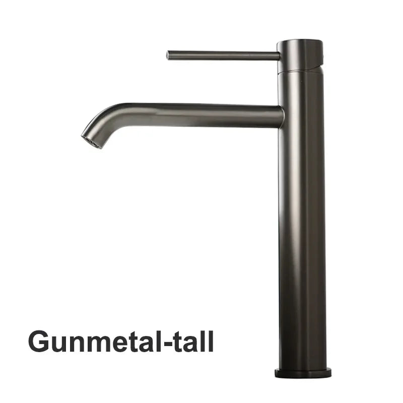 Brushed Gold Bathroom Basin Faucet Cold And Hot Mixer Water Tap Deck Mounted Single Hole & Handle Tall Style Brushed Rose Gold