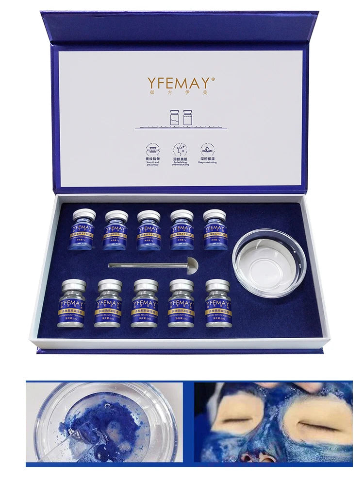 10pcs Copper Peptide Algae Peeling Whitening Melasma Peel Kit Natural Seaweed Bone Plant Extract Mask Rejuvenation Moisturize