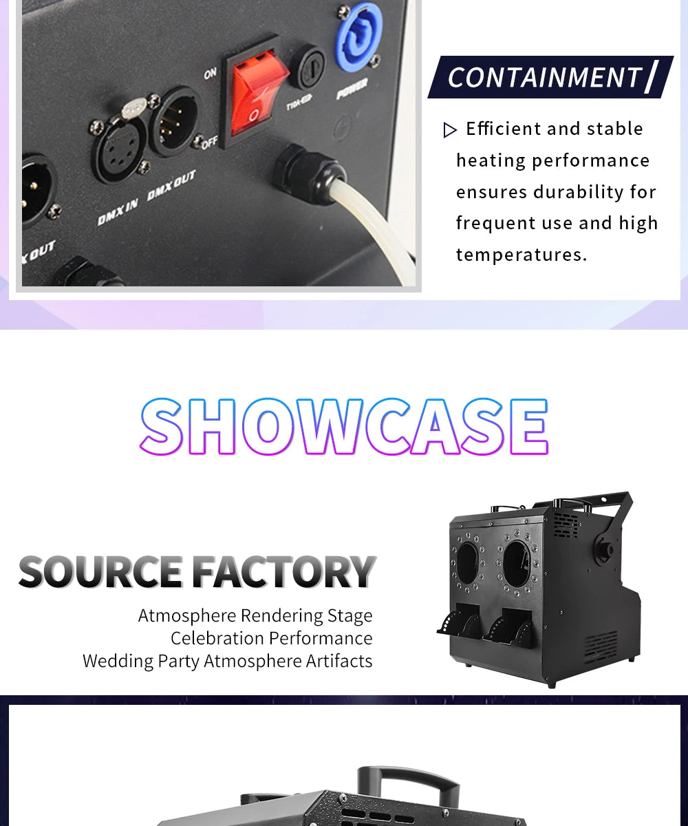 1500W 3000W RGB LED Smoke Bubble Machine Four Holes Double Holes Wedding Bubble Spray Machine DMX For Stage Special Effect