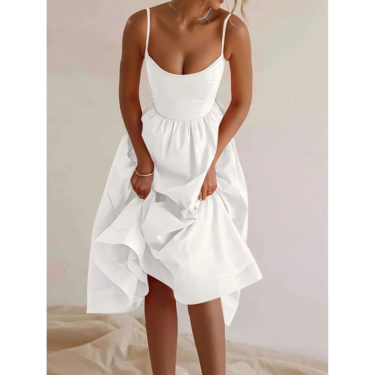 High Waist A-Line Dress Elegant Vacation Style Women's Gown Strapless Slimming Skirt Casual Leisure Fashion plus Size
