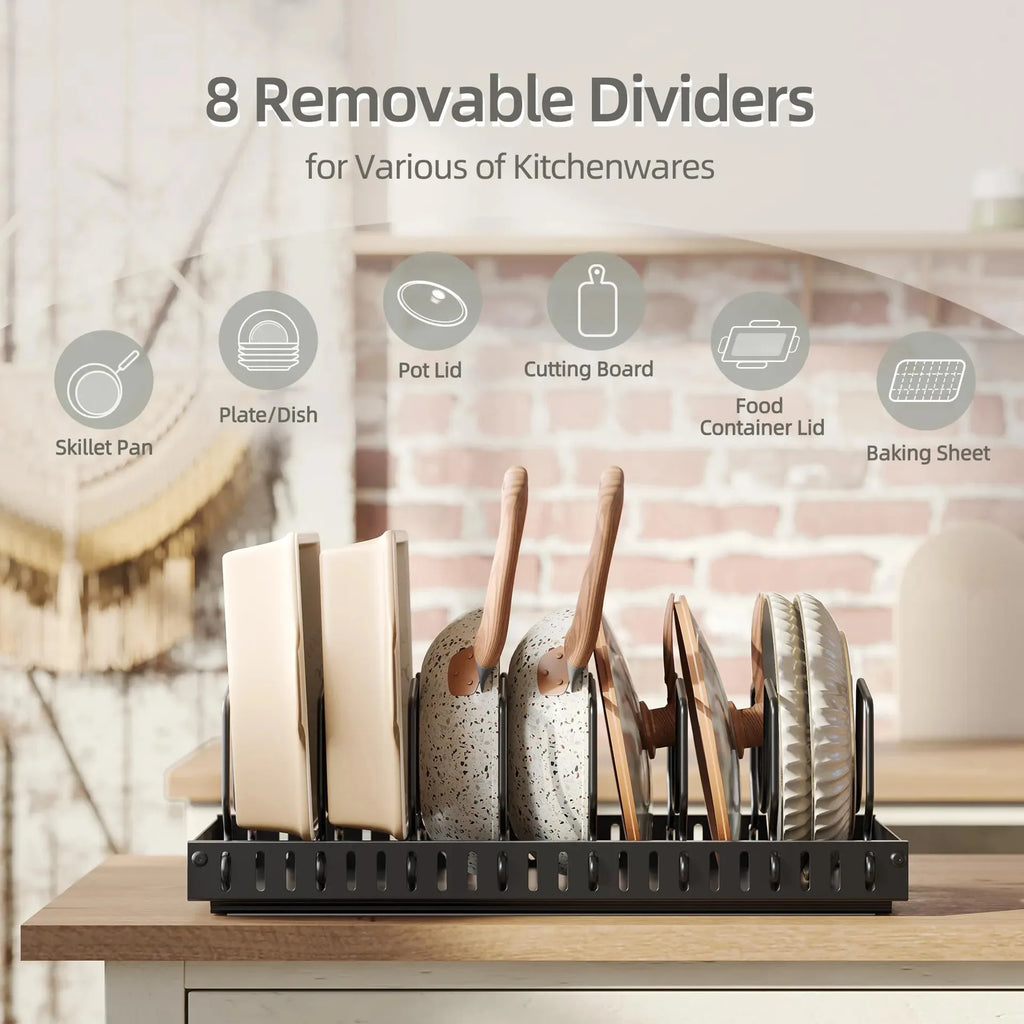 Kitchen Multifunctional Organizer - Pull-Out for Pots/Pans, Sliding Lid Holder, Spice Rack & Dish Drying Racks Drawer Organizer