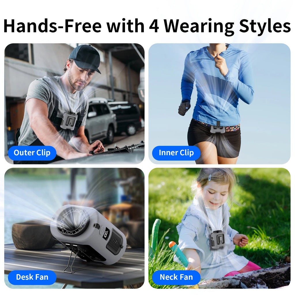 2026 New Upgrade Socool Fan 5000mAh Portable Waist Fan Portable Hanging Neck With Power Bank 4 Speeds 13000RPM For Courie