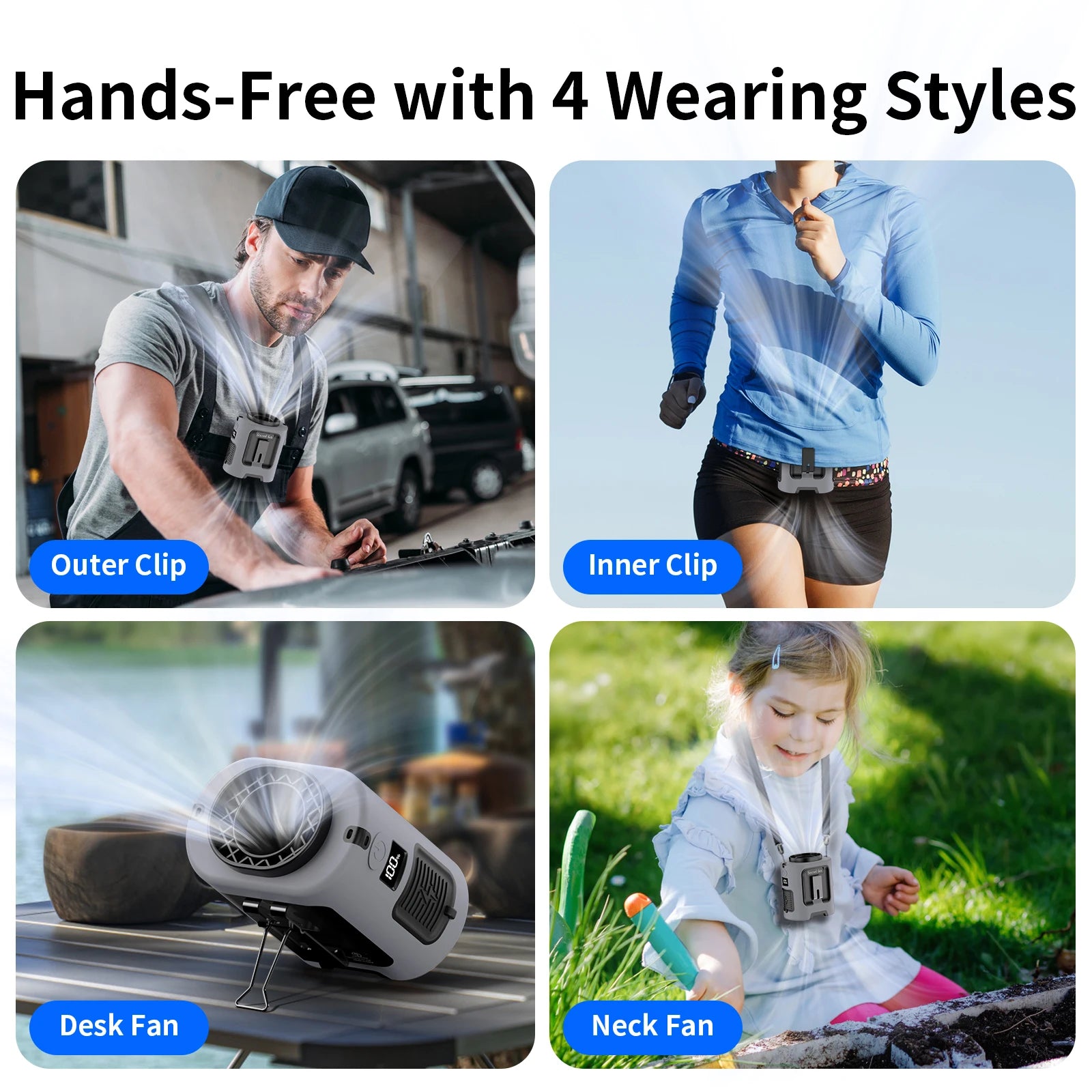 2026 New Upgrade Socool Fan 5000mAh Portable Waist Fan Portable Hanging Neck With Power Bank 4 Speeds 13000RPM For Courie