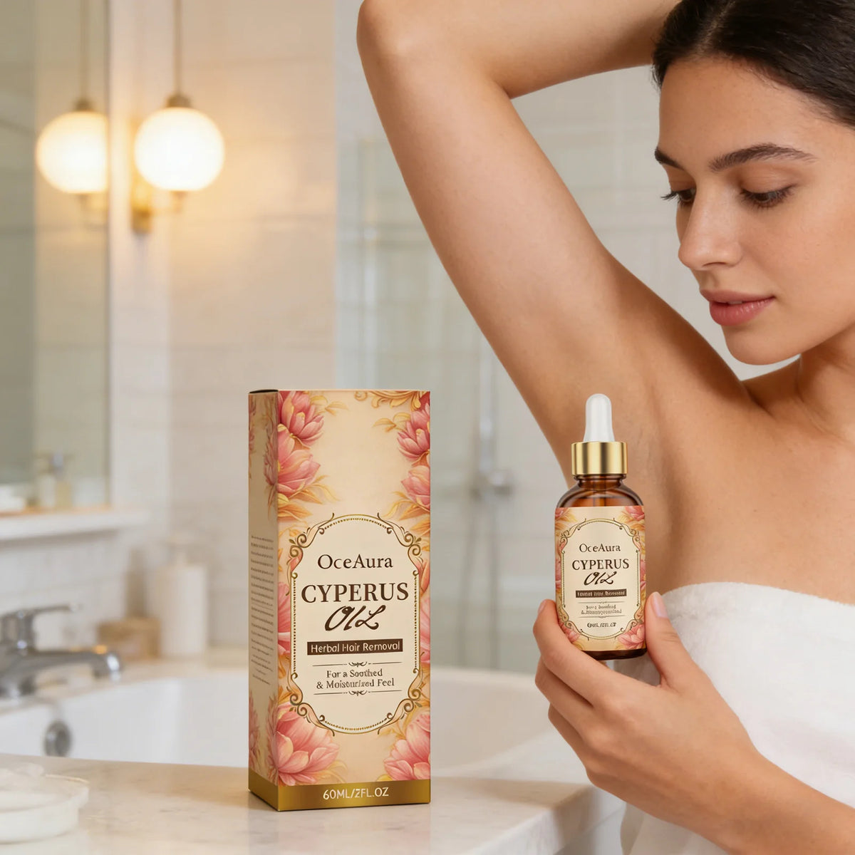 OceAura Cyperus Rotundus Oil for Hair Removal Prevent Hair Growth Inhibitor Soft Smooth Body Care Moisturizing Skin Soothing Oil