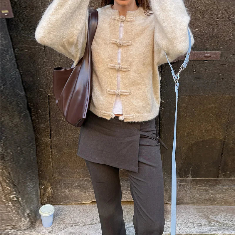 Casual Knitted Solid Cardigan Women Elegant Full Sleeve Single Breasted Sweater Female 2026 Autumn All-match Sweaters Lady
